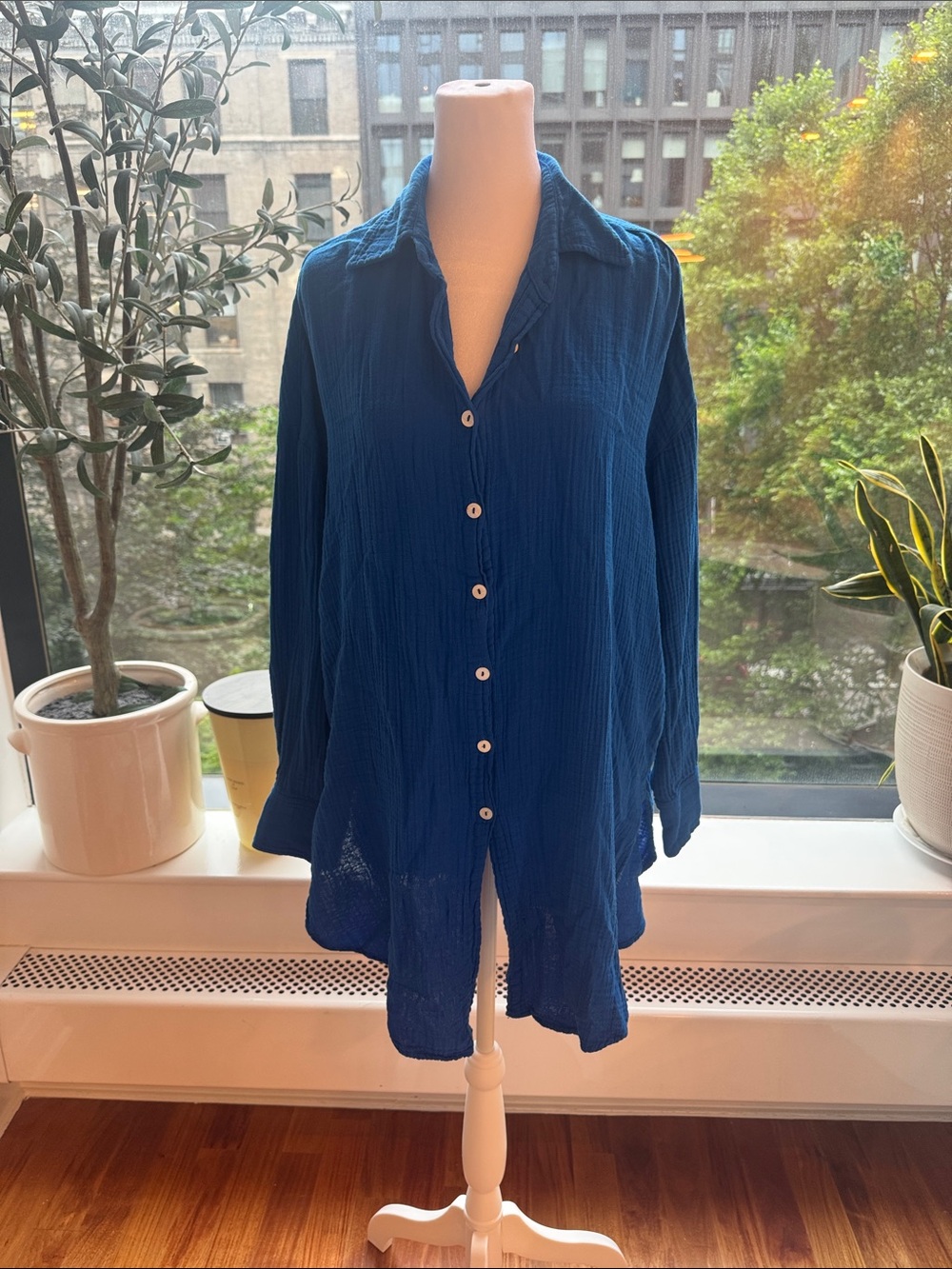 9Seed Captiva Beach Shirt Blue Gauze Button-Up Shirt